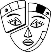 A hand drawn icon of cubism face mask vector