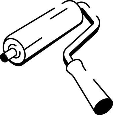 Paint roller icon in hand drawn style