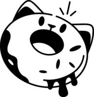 A playful doodle icon of a cat donut vector
