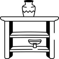 Pottery shelf with a vase, hand drawn style icon vector