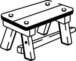 A hand drawn style icon of a rustic table vector