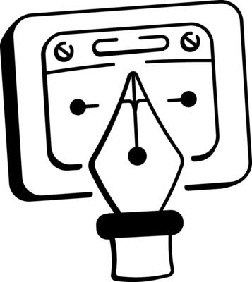 Digital pen tool icon in hand drawn style
