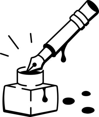 A doodle style icon of refilling ink pen