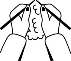 A hand drawn style icon of knitting with wool vector