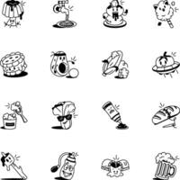 Set of Hand Drawn Food Characters Icons vector