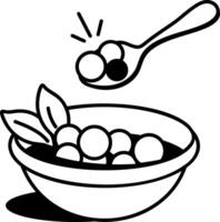 A hand drawn icon of fish eggs in a bowl vector