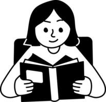 A character reading book, hand drawn illustration vector