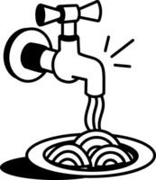 A doodle style icon depicting noddle platting vector