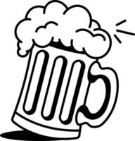 Hand drawn icon of beer mug with foam vector
