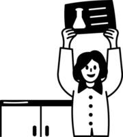 A hand drawn style illustration of a scientist character vector