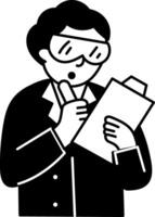 A hand drawn illustration depicting scientist review vector