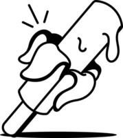 Doodle style icon of melting banana stick vector