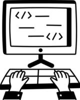 Hand drawn style illustration of a system depicting cryptography vector