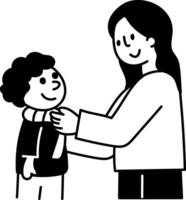 A hand drawn illustration depicting son and mother love vector