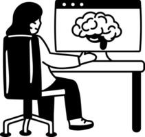 Neuroscience student illustration in hand drawn style vector