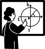 A character doing mathematics on board, hand drawn illustration vector
