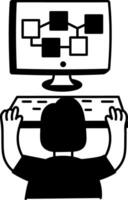 A character doing mind mapping, hand drawn style illustration vector