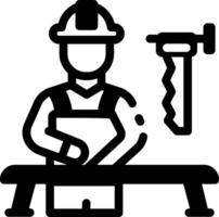 Glyph character icon of a carpenter doing work vector