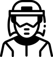Construction worker wearing face shield, glyph style icon vector