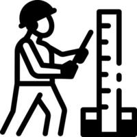 Glyph style icon of a worker taking measurement vector