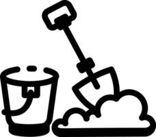 Digging shovel with a bucket, glyph style icon vector