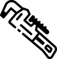A glyph icon showing a pipe wrench vector