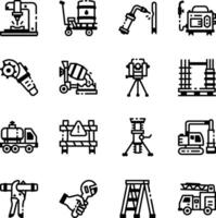 Collection of Construction Tools Glyph Style Icons vector