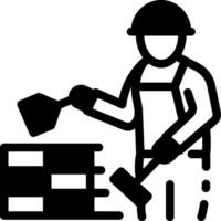 Labour worker doing plastering, glyph style icon vector