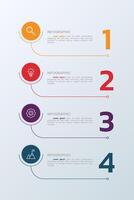 4 steps infographic with numbers and icons for business and management presentation. vector