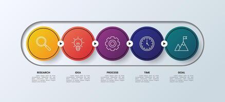 Circle shape infographic with business icons 5 steps or options vector
