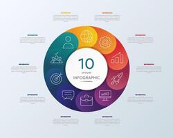 10 Options Infographic A Circular Diagram for Business Strategy and Data Analysis vector