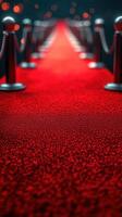 Bright red carpet leads the way through an elegant entrance at a special event in the evening photo