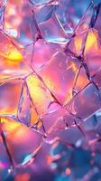 Vibrant abstract arrangement of colored ice shards illuminated by light in a stunning display of color and form photo