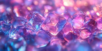 Colorful crystals sparkle under soft lighting creating a mesmerizing effect in the background photo