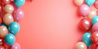 Colorful balloons frame a cheerful backdrop perfect for celebrations and events photo