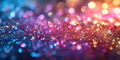Colorful shimmering particles create a magical atmosphere in a vibrant setting photo