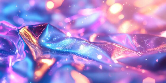 Colorful abstract background featuring shimmering wrinkled fabric illuminated by vibrant lights photo