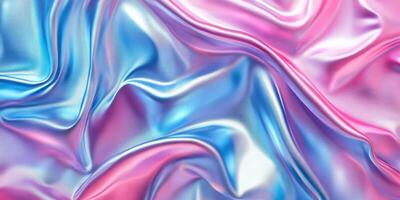 Colorful silk fabric with smooth texture and flowing patterns creates an elegant backdrop for fashion design and art projects photo
