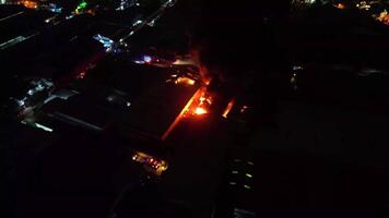 An aerial view of a building at night video