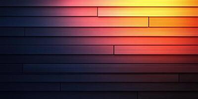 Colorful wooden wall panels create a vibrant and warm ambiance during sunset in a modern interior design setting photo