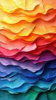 Colorful layers of tissue paper create a vibrant abstract design in a creative workspace photo