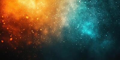 Bright and colorful particles create a stunning abstract background in vibrant orange and blue hues photo