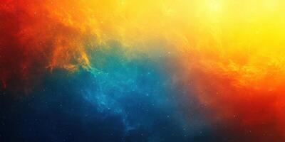 Colorful cosmic background with vibrant hues of yellow, orange, and blue swirling in a starry space setting photo