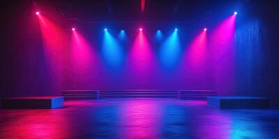 Colorful stage lighting designed for a vibrant performance or event atmosphere in an indoor venue photo