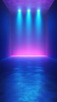 Colorful light display creates an ambient atmosphere in a dark room for events or performances photo