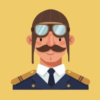 Pilot Cartoon Character Portrait with Hat and Goggles on Yellow vector