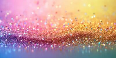Colorful glitter spread across a surface creates a vibrant and festive atmosphere for celebrations and events photo
