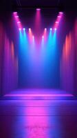 Colorful stage lighting creates an energetic atmosphere in an indoor performance venue during the evening photo