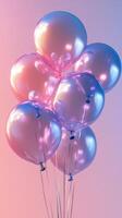 Colorful helium balloons floating against a soft gradient background during a festive celebration photo