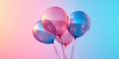 Three colorful balloons floating against a pastel background creating a cheerful atmosphere photo